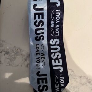 Steven Harris Blue and sky blue Jesus Themed Tie